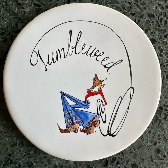 Pottery Barn Tie One On Cocktail Western Cowboy Ceramic Set of 4 Coasters - Picture 5 of 7